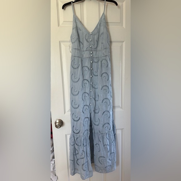 Guess Serafina Eyelet Maxi Dress Blue Size L - Picture 2 of 7